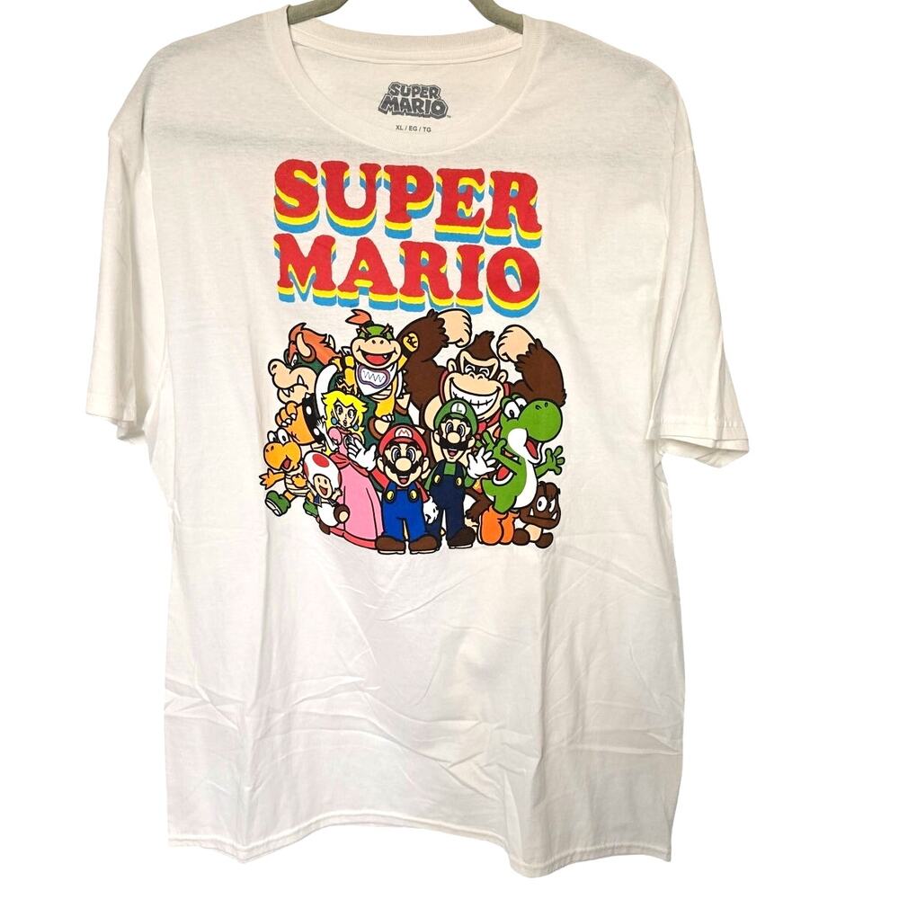 Super Mario Nintendo Mens XL White T Shirt Mario Luigi Yoshi Bowser NWOT NEW
